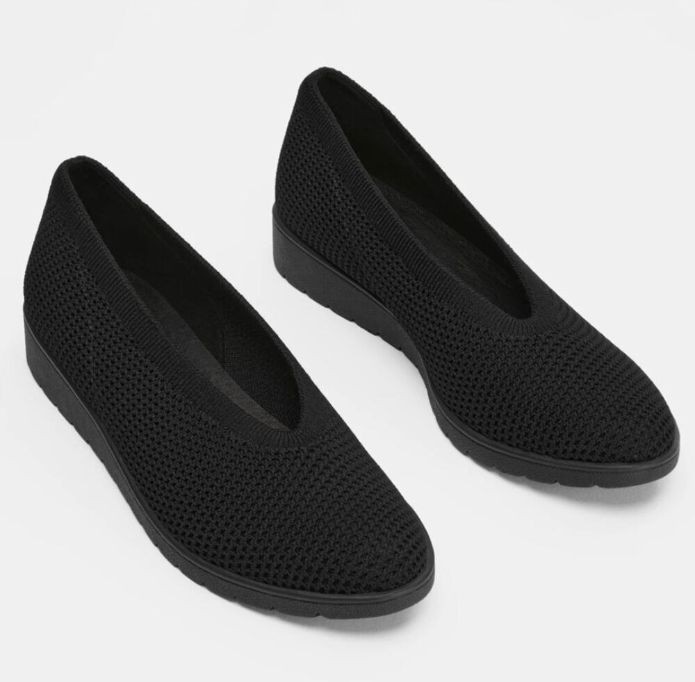 NWOT Eileen Fisher Heaven Stretch Knit Ballet Flats Black 7 Minimalist Comfort